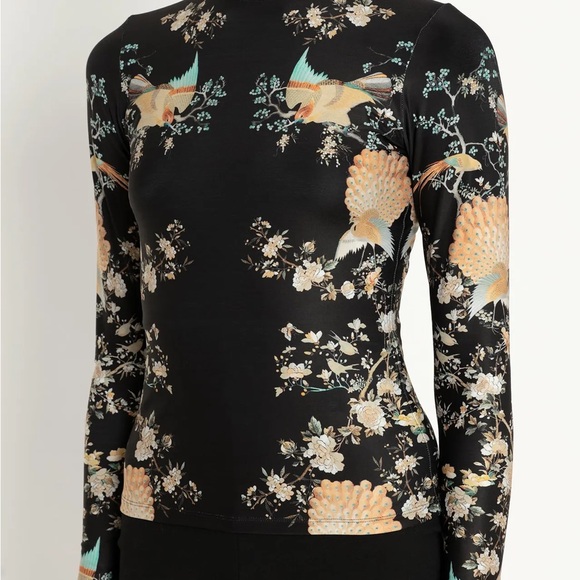 Blackmilk Tops - Blackmilk COROMANDEL SCREEN HIGH NECK LONG SLEEVE TOP